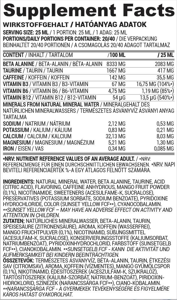 PWO Protok tekućine | Tekućina prije vježbanja - 500 ml