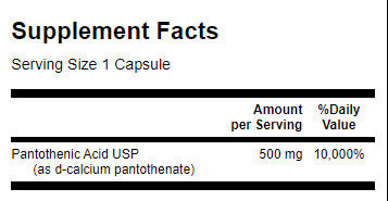 Pantotenska kiselina 500 mg - 250 kapsula