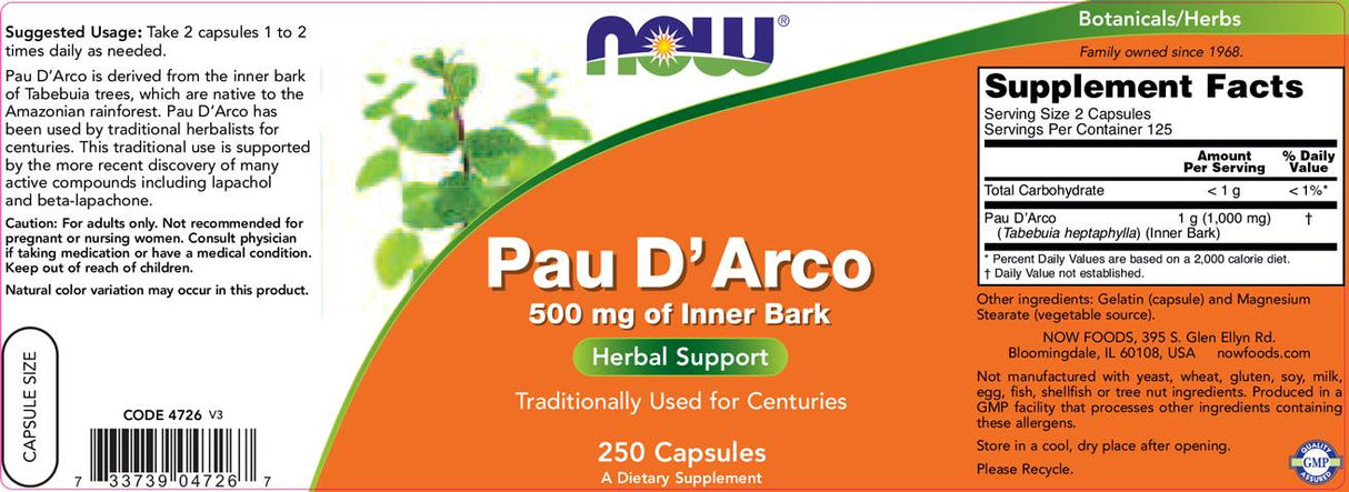 Pau D'Arco 500 mg - 100 kapsula