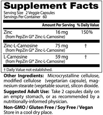 PepZinGI® | Zinc Carnosine Complex - 120 kapsula