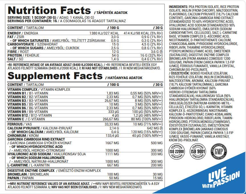 Savršeno | Veganski ženski protein s hijaluronskom kiselinom, L-karnitin 500 grama