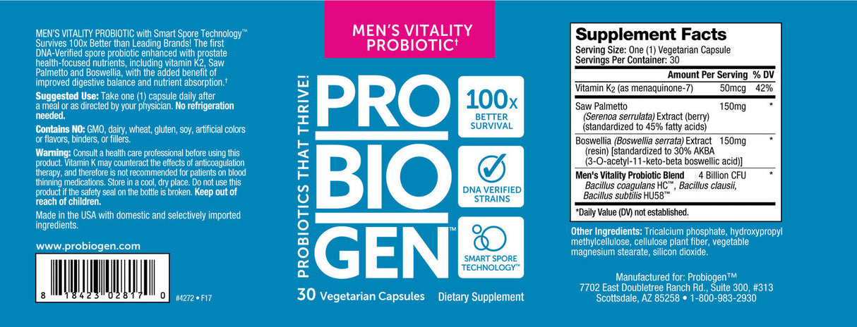 <tc>Probiogen</tc> Men`s Vitality Probiotic - Probiotik za muškarce - 30 kapsula