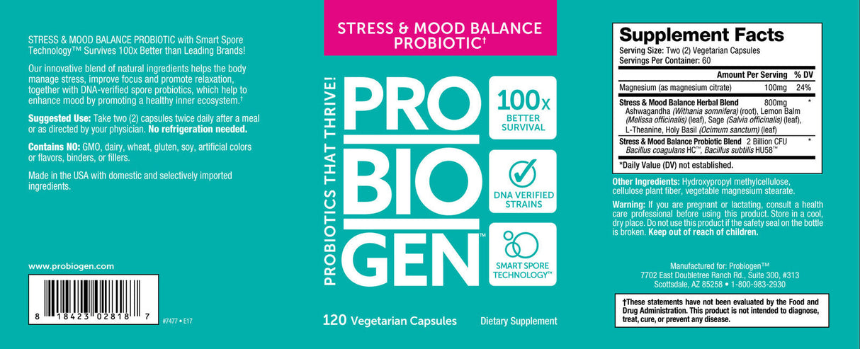 <tc>Probiogen</tc> Stres & Probiotik za ravnotežu raspoloženja - Probiotik 120 kapsula