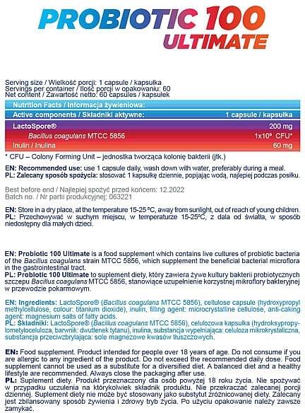 Probiotik 100 Ultimate | LactoSpore® - 60 kapsula
