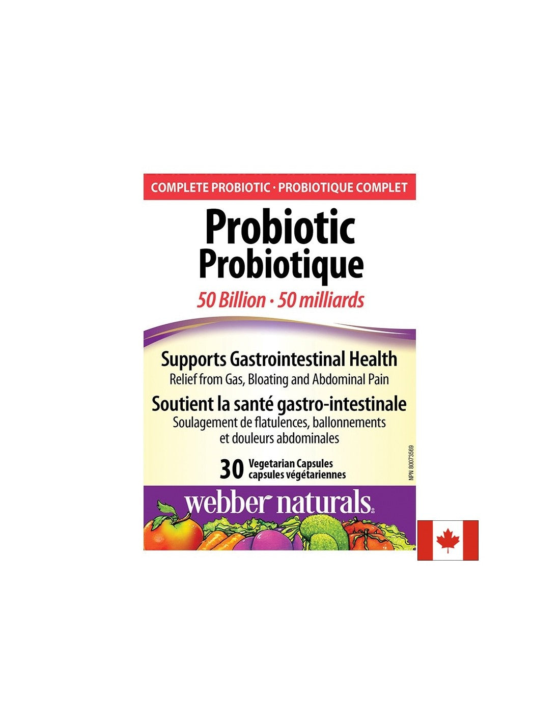 Probiotik 50 milijardi - Probiotik 50 milijardi aktivnih probiotika, 10 sojeva, 30 kapsula <tc>Webber Naturals</tc>