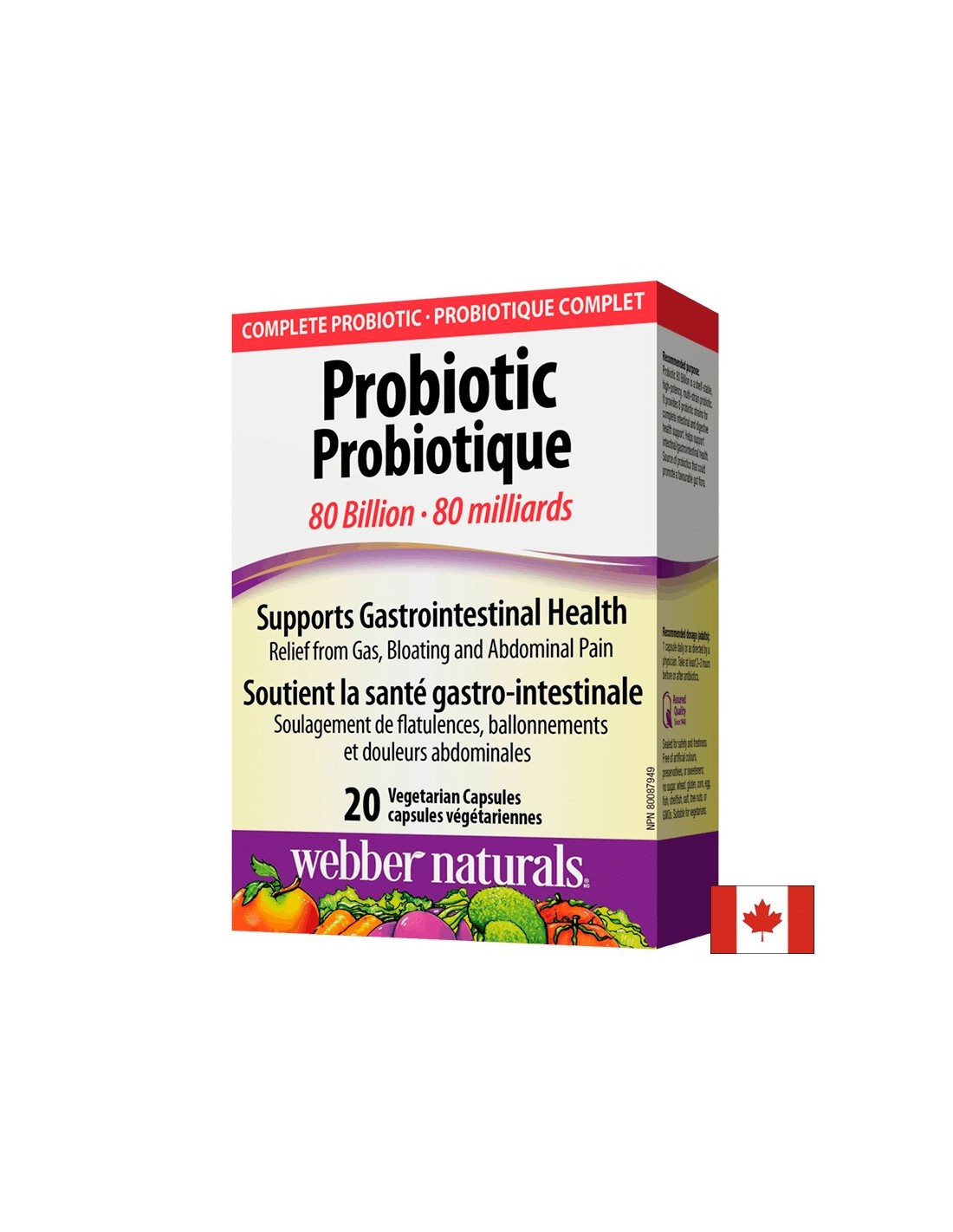 Probiotik 80 milijardi/Probiotik, 80 milijardi aktivnih probiotika, 20 kapsula <tc>Webber Naturals</tc>