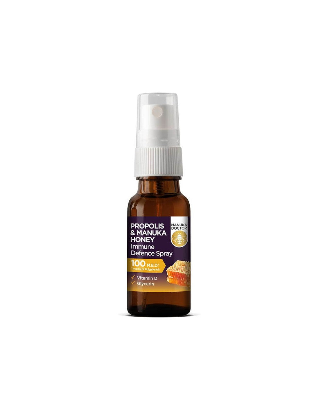 Propolis & Sprej za imunitet s manuka medom 100 M.E.D.®/Sprej za usta s manuka medom, propolisom i vitaminom D, 20 ml