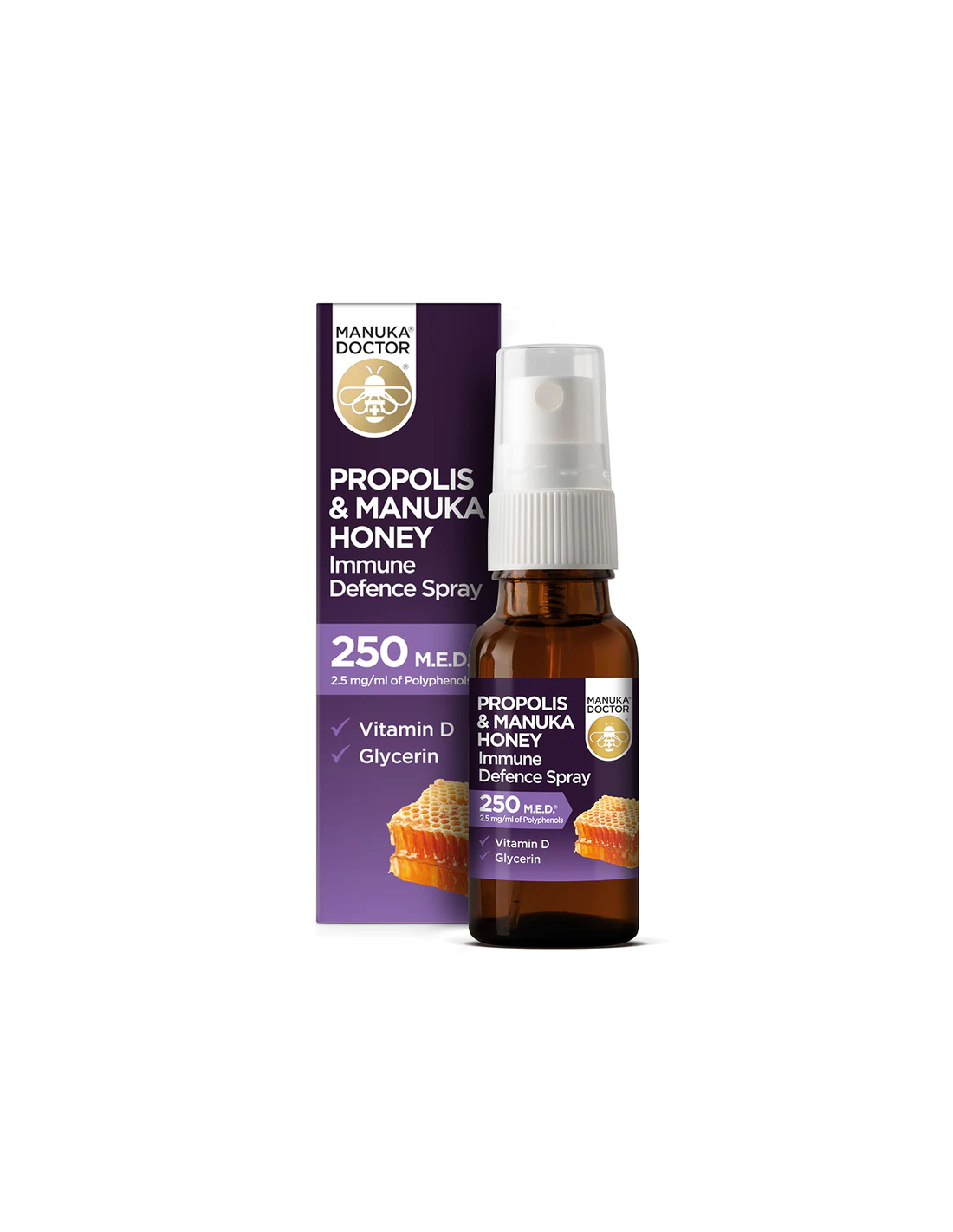 Propolis & Sprej za imunitet s manuka medom 250 MED/ Sprej za grlo s propolisom (250 MED), manuka medom i vitaminom D3, 20 ml