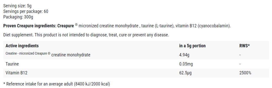 Provjereni kreatin | Creapure® prah - 300 grama