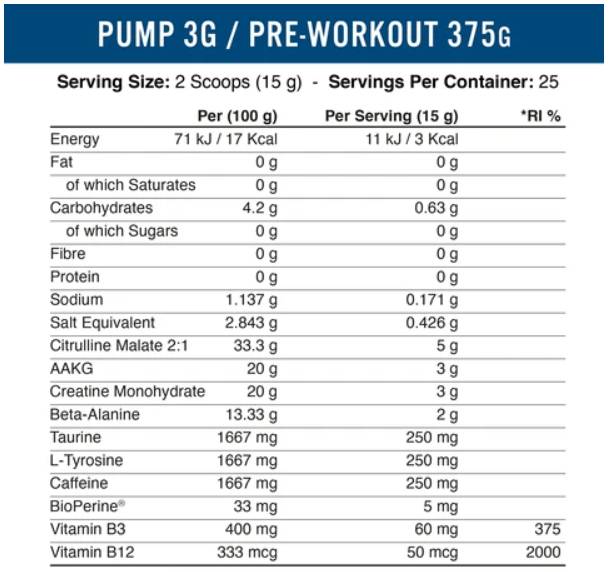 Pumpa 3G | Next Generation prije vježbanja - 375 grama