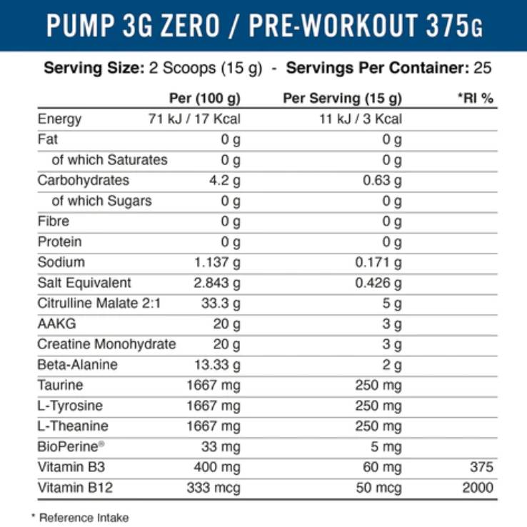Pumpa 3G Stim-Free | Next Generation prije vježbanja - 375 grama