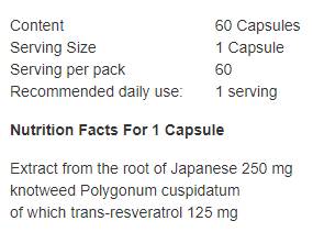 Resveratrol 125 mg - 60 kapsula