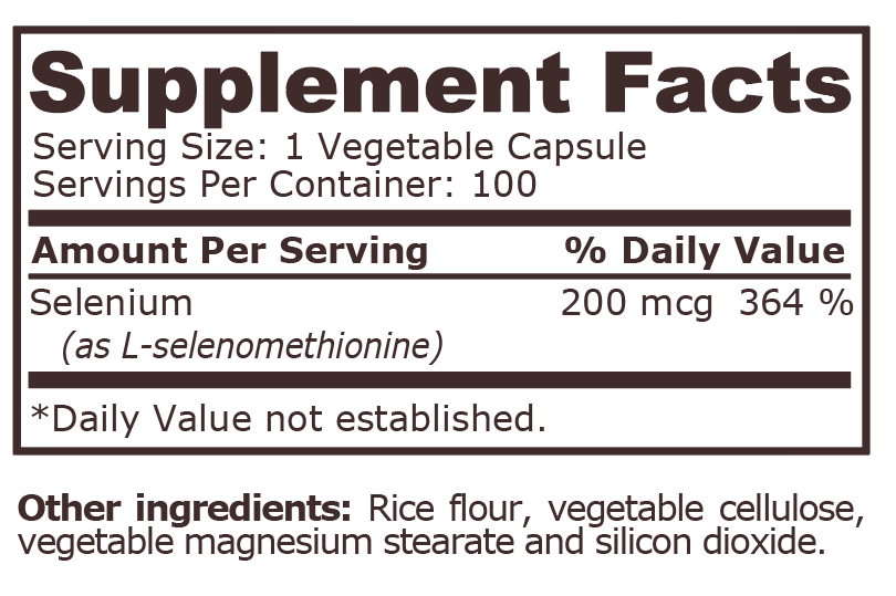 <tc>Pure Nutrition</tc> - SELEN 200 mcg - 100 biljnih kapsula