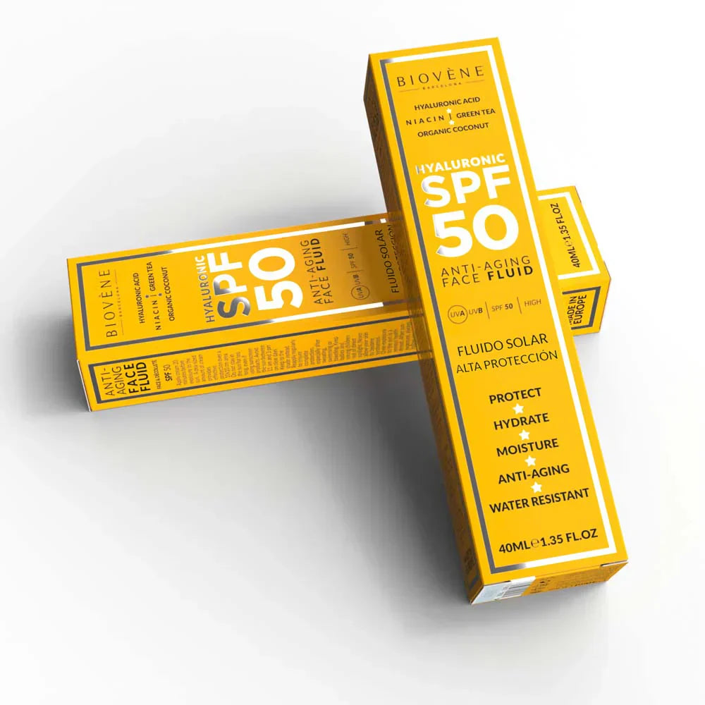 Hidratantna krema za sunčanje lica SPF 50 s hijaluronskom kiselinom protiv starenja - 40 ml