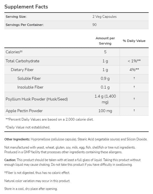 Psyllium Husk 700 mg | s jabučnim pektinom - 360 kapsula
