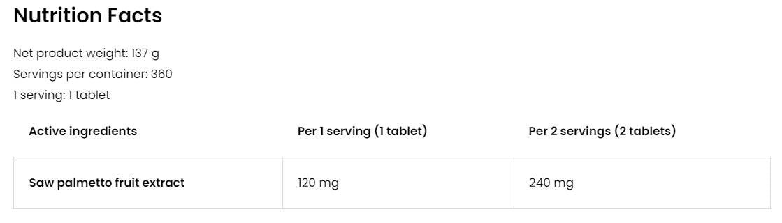 Ekstrakt pile palme 120 mg | Vege 360 tablete