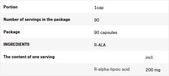 R-ala | R -alfa lipoična kiselina 200 mg - 90 kapsula