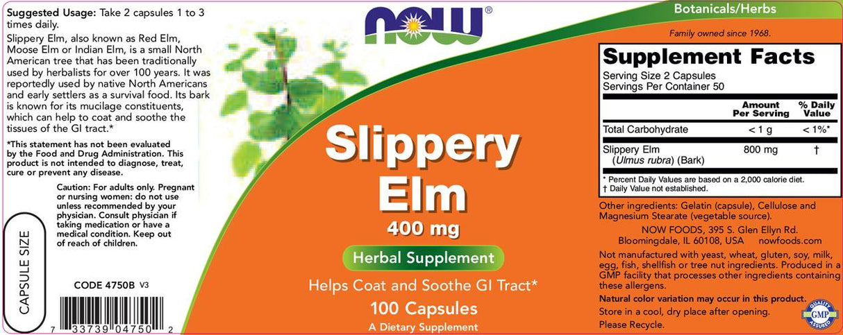 Slippery Elm 400 mg - 100 kapsula