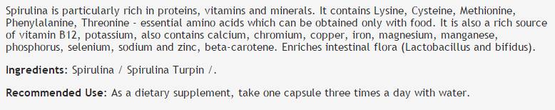 Spirulina 430 mg - 100 kapsula