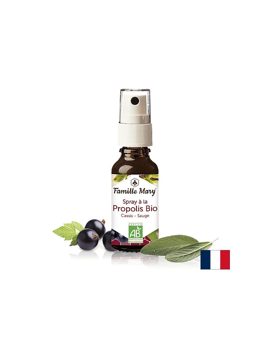 Spray à la Propolis Bio/Sprej za grlo sa smeđim propolisom, kaduljom i crnim ribizlom, 20 ml Famille Mary