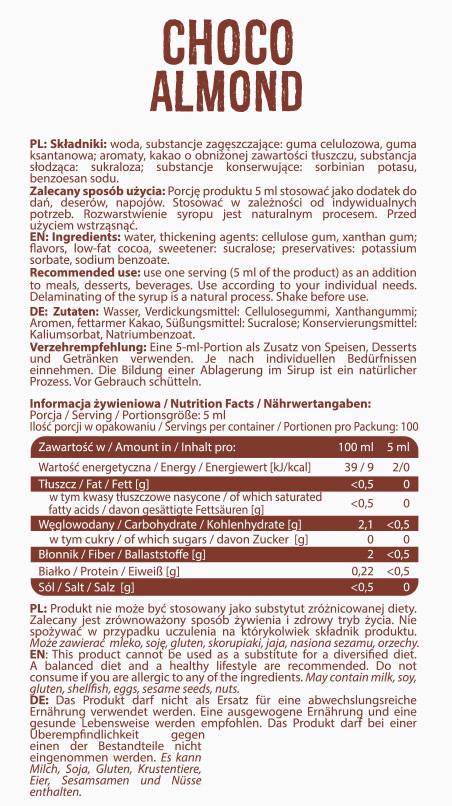 Sirup bez kalorija | Čoko badem - 500 ml