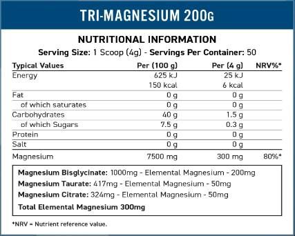 Tri-magnezijev prah | Bisglicinat, Taurat & Citrat - 200 grama