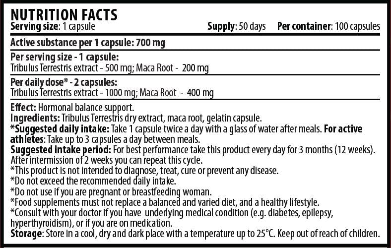 Tribulus s macom 1400 mg - 100 kapsula