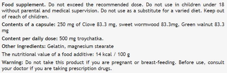 Troychatka 250 mg - 100 kapsula