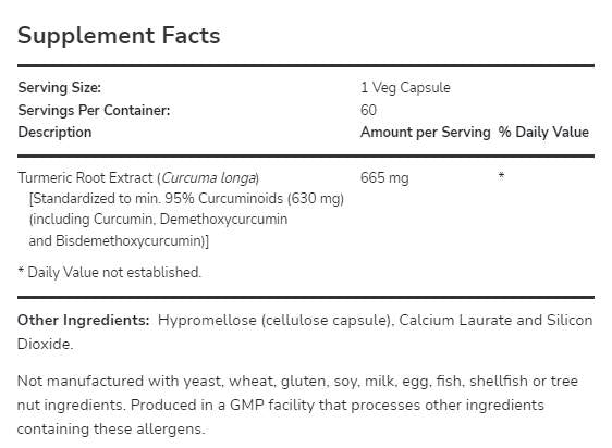 Kurkuma Curcumin 665 mg - 120 kapsula