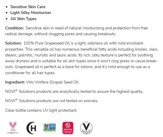 Ulje grožđa | 100% čista osjetljiva njega kože - 473 ml