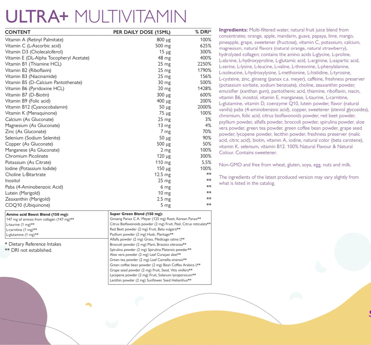 Ultra+ - vitamini + minerali + zelena mješavina + kolagen /500 ml/