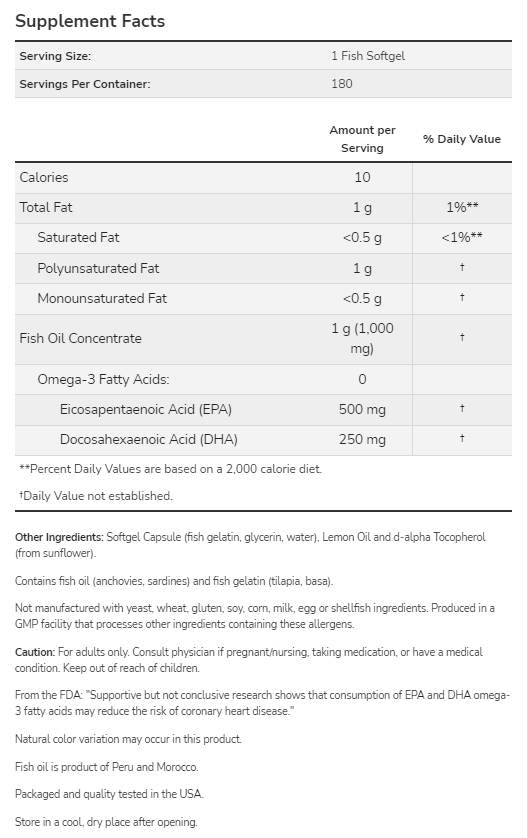 Ultra Omega 3 | Softgels od riblje želatine - 180 softgels