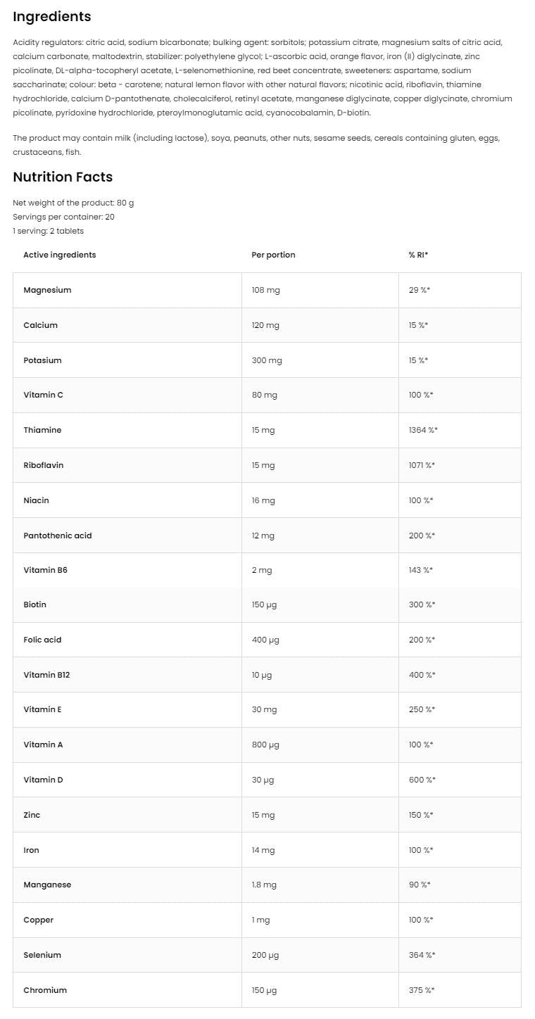Vita i minerali | Šumeći vitamini i minerali 20 topljivih tableta