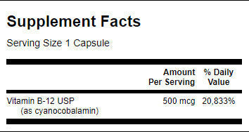 Vitamin B-12 500 mcg - 100 kapsula