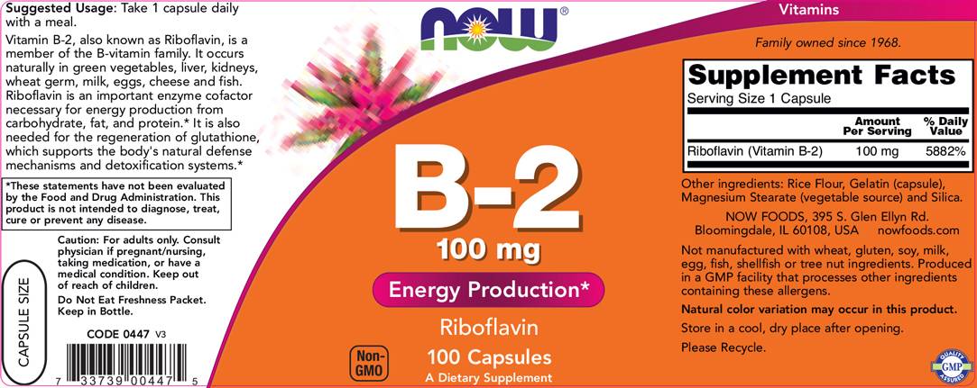 Vitamin B-2/Riboflavin 100 mg - 100 kapsula