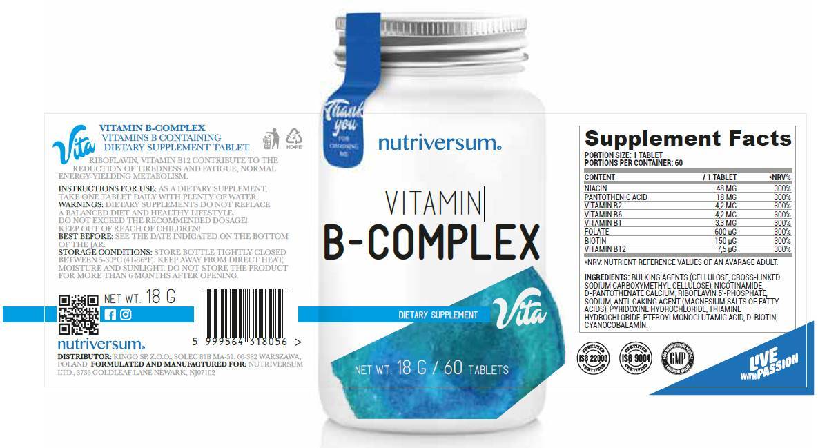 Vitamin B-kompleks - 30 tableta