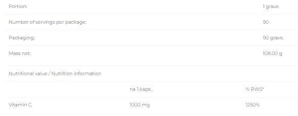 Vitamin C 1000 mg - 90 kapsula