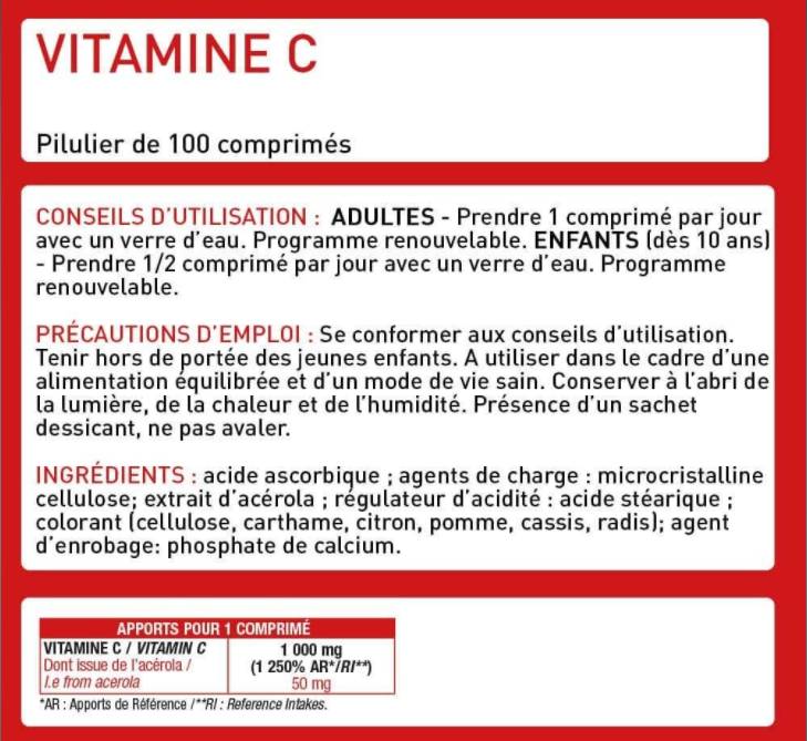 Vitamin C 1000 mg | Prikladno za vegane - 100 tableta