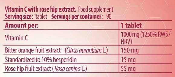 Vitamin C 1000/sa šipkom i ljutom narančom - 90 tableta