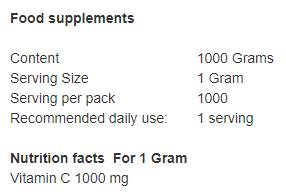 Vitamin C Antioksidans | 100% vitamin C u prahu - 500 grama