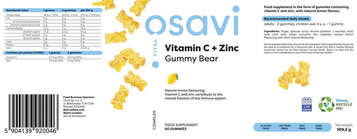 Vitamin C + cink | Gumeni medo - 60 gumenih bombona