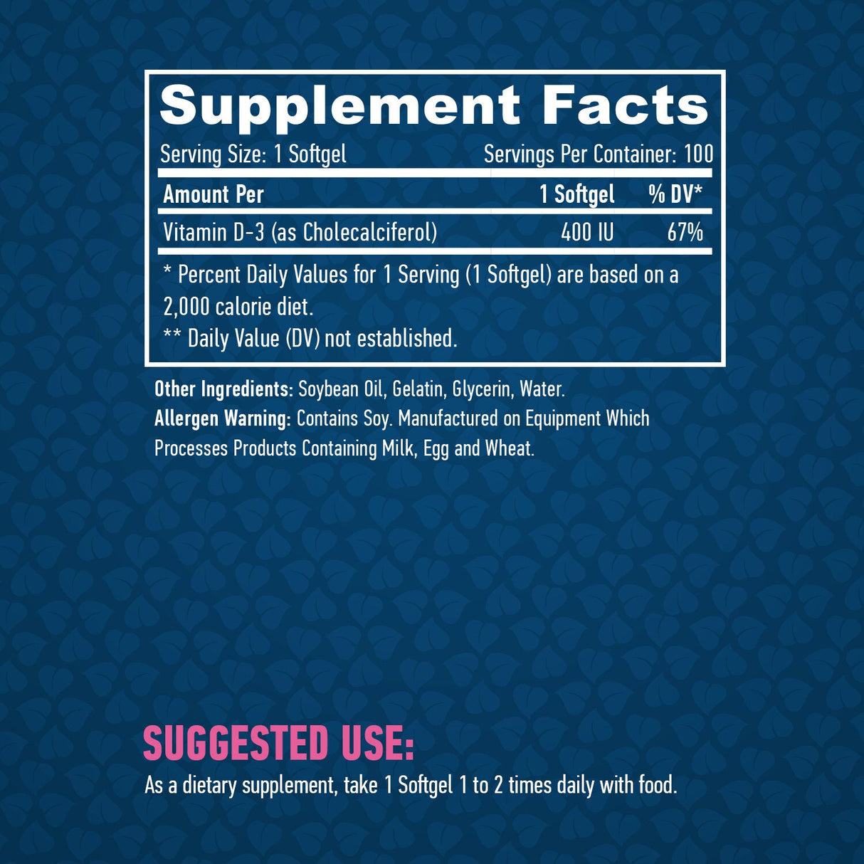 Vitamin D-3/400 IU/100 softgels