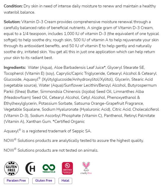 Krema s vitaminom D-3 1000 IU po gramu | Bez parabena - 118 ml