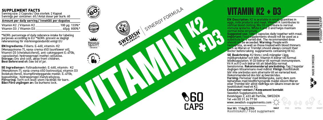 Vitamin K2 + D3 60 kapsula