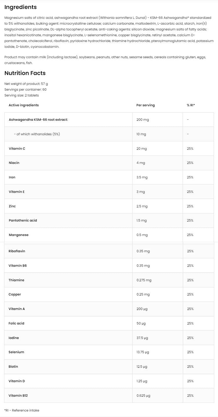 VitandMin + Ashwagandha | Multivitaminska formula + KSM-66® 120 tableta