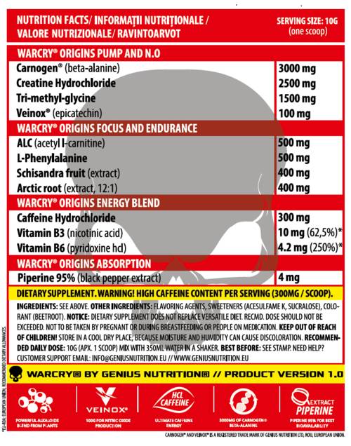 WarCry Origins/Pre-Workout - 300 grama