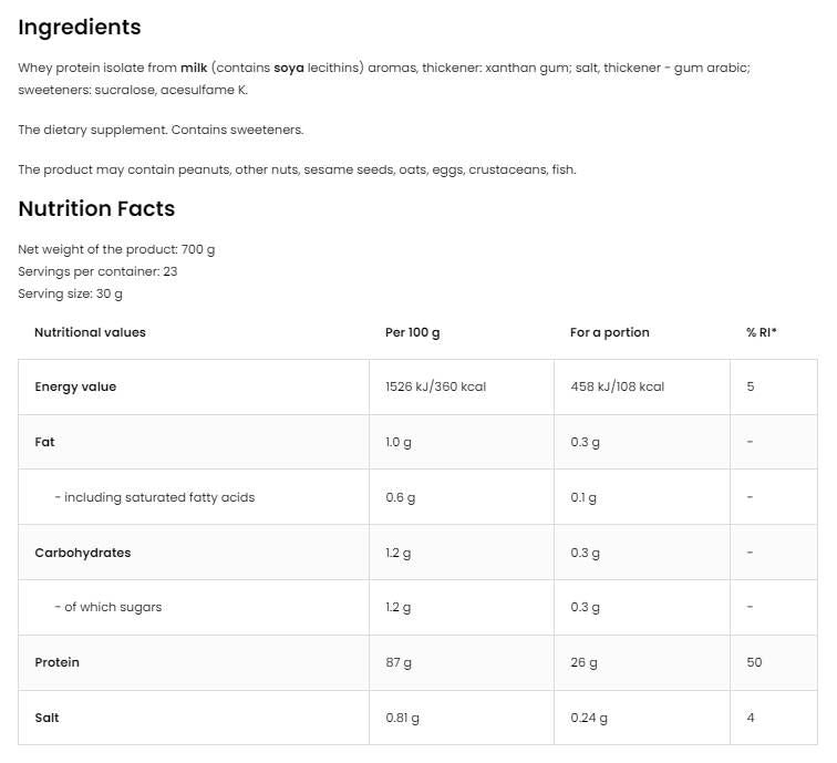 Izolat proteina sirutke - 700 grama