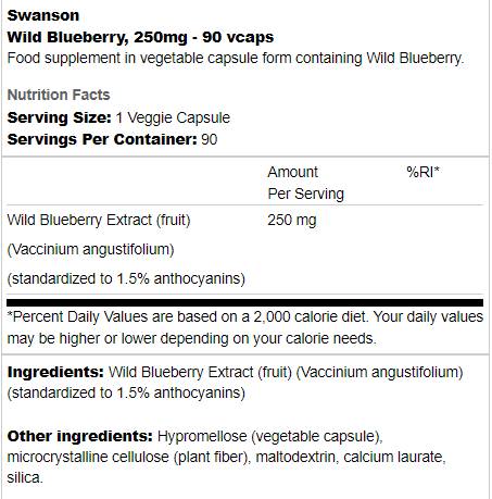 Divlje borovnice 250 mg 90 kapsula