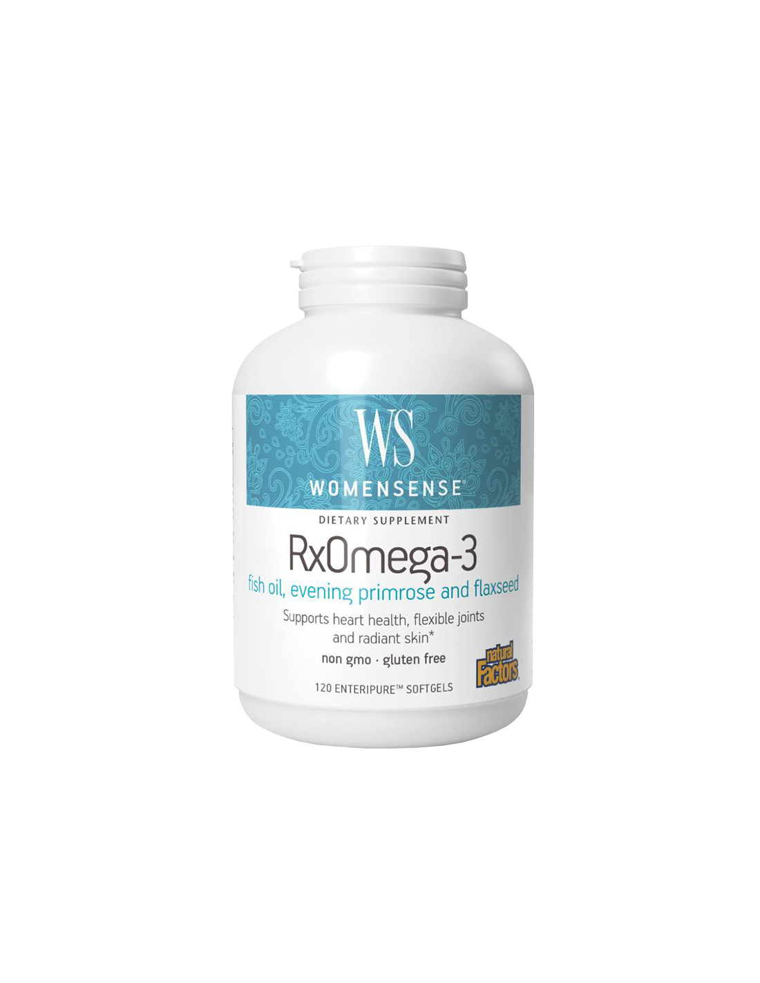 Riblje ulje, noćurak & Flaxseed WomenSense Rx Omega-3 - Žensko zdravlje, 120 mekih kapsula <tc>Natural Factors</tc>