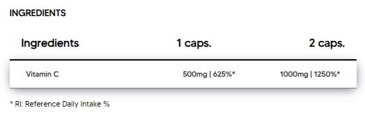 Vitamin C 500 mg | L-Ascorbic Acid - 120 капсули - Feel You